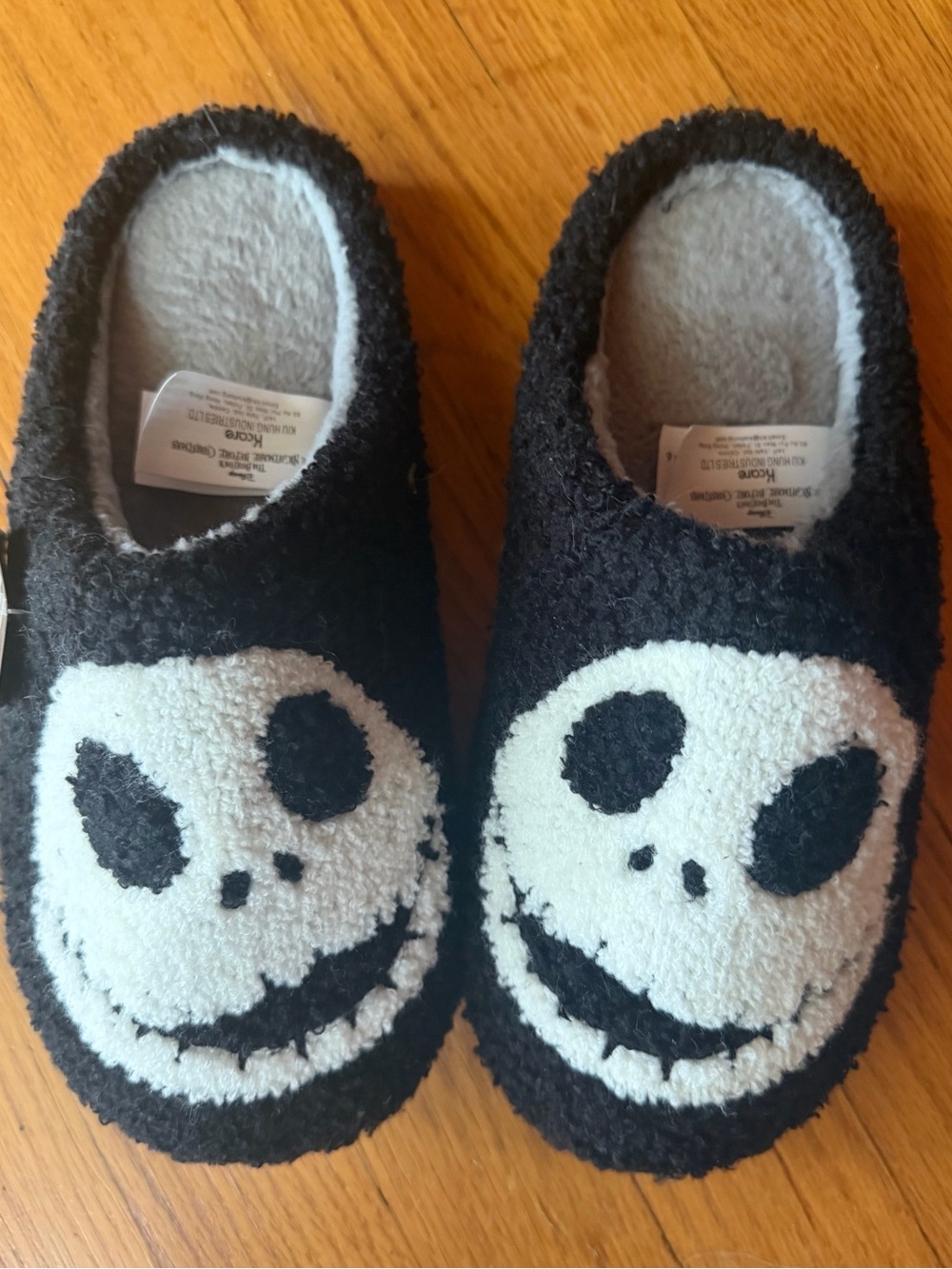 Disney Black and White Skull Face Cozy Slippers